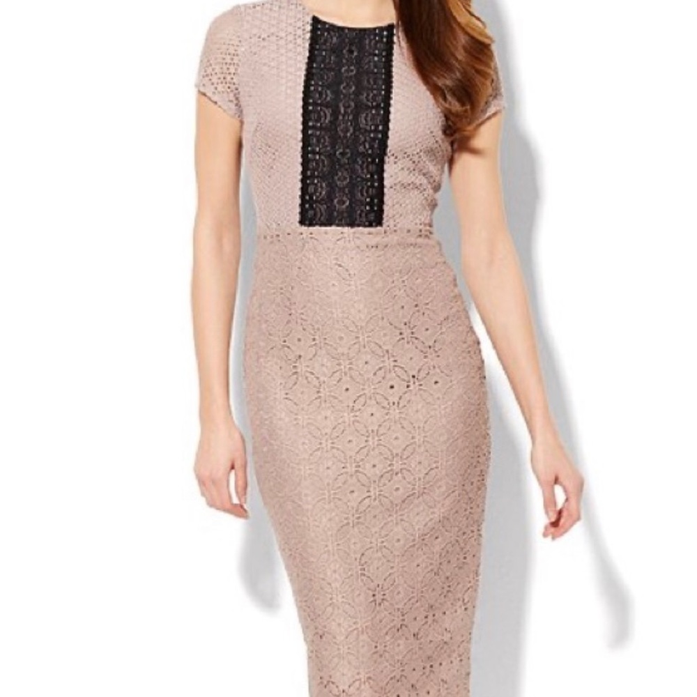 NY & Company Midi Eyelet & Lace Dress
